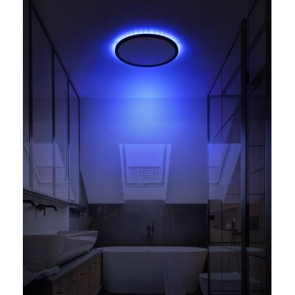 Globo - Plafón de baño LED RGB regulable LED/18W/230V 3000-6000K + control remoto IP44 negro