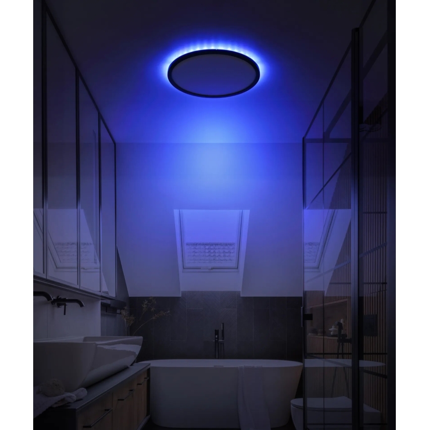 Globo - Plafón de baño LED RGB regulable LED/18W/230V 3000-6000K + control remoto IP44 negro