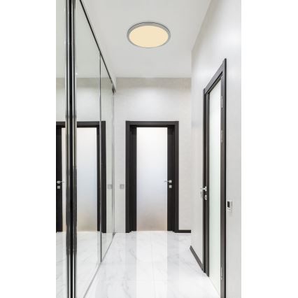 Globo - Luz de techo LED regulable para baño LED/18W/230V diá. 29,4 cm IP44 cromo mate