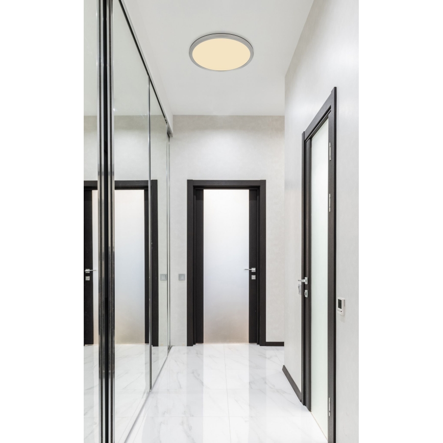 Globo - Luz de techo LED regulable para baño LED/18W/230V diá. 29,4 cm IP44 cromo mate