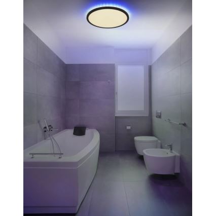 Globo - Plafón de baño LED RGB regulable LED/21W/230V 3000-6000K + control remoto IP44 negro