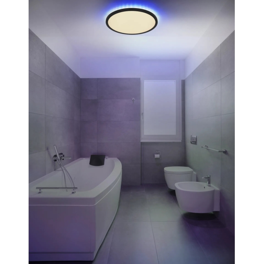 Globo - Plafón de baño LED RGB regulable LED/21W/230V 3000-6000K + control remoto IP44 negro