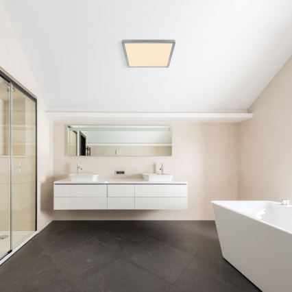 Globo - Luz de techo LED regulable para baño LED/18W/230V 29,4x29,4 cm IP44 cromo mate