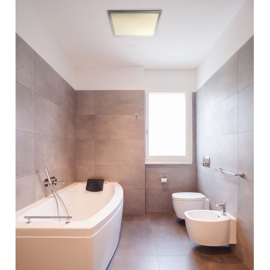 Globo - Luz de techo LED regulable para baño LED/24W/230V 42x42 cm IP44 cromo mate