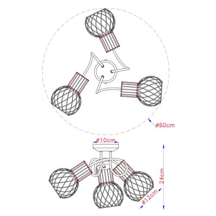 Globo - Lámpara de techo 3xE27/40W/230V