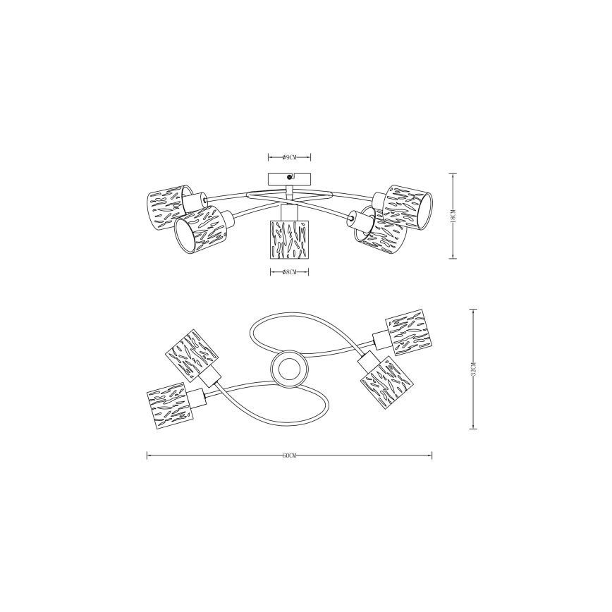 Globo - Lámpara de araña de luces de superficie 5xE14/8W/230V