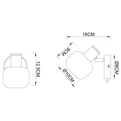 Globo 54303-1 - Foco de pared PALLO 1xE14/40W/230V