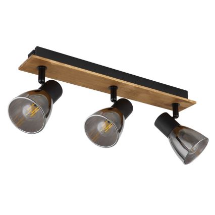 Globo - Foco 3xE14/40W/230V negro/madera