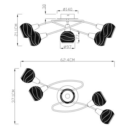 Globo 54341-5 - Plafón LED ELLIOTT 5xE14/4W/230V