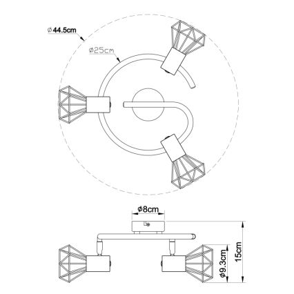 Globo 54802-3 - Foco XARA I 3xE14/40W/230V