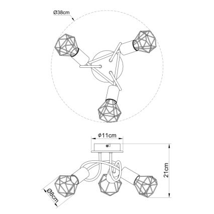 Globo - Lámpara de suspensión 3xE14/40W/230V