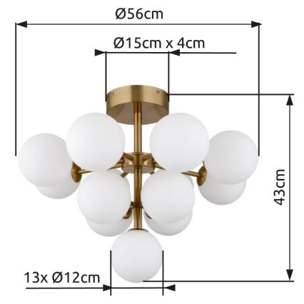 Globo - Lámpara de techo 13xG9/5W/230V diá. 56 cm dorado