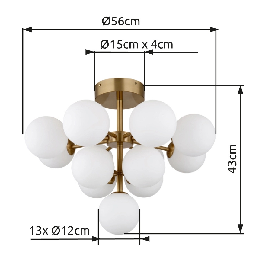 Globo - Lámpara de techo 13xG9/5W/230V diá. 56 cm dorado