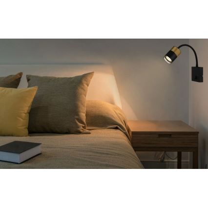 Globo - Foco de pared 1xGU10/25W/230V negro/dorado