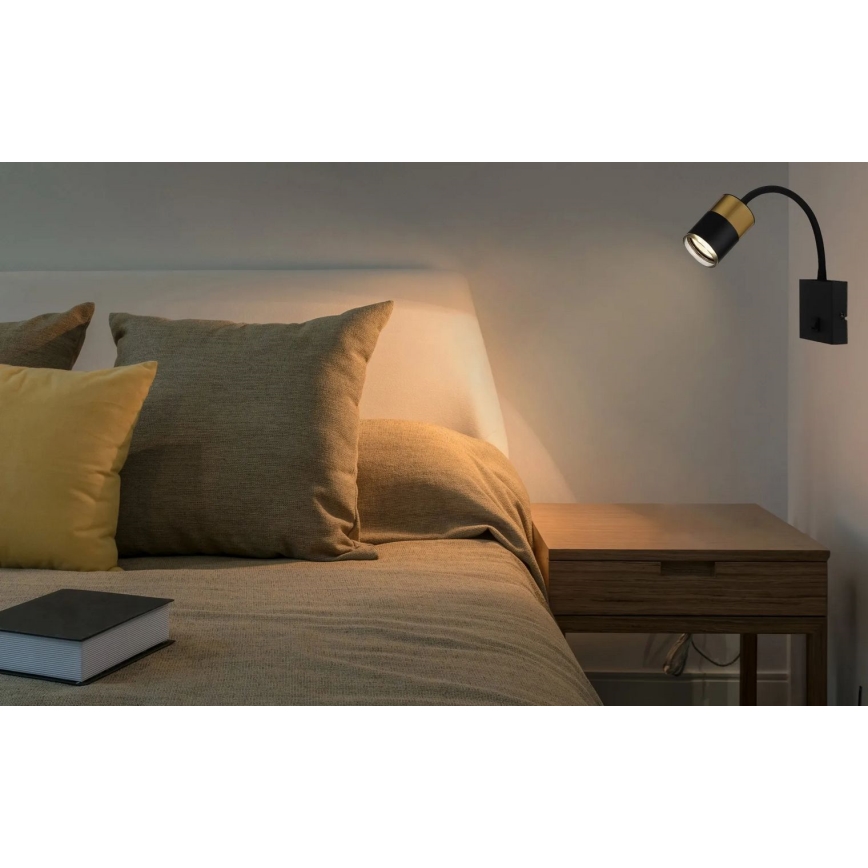 Globo - Foco de pared 1xGU10/25W/230V negro/dorado