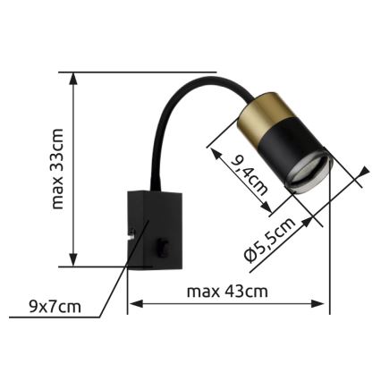Globo - Foco de pared 1xGU10/25W/230V negro/dorado