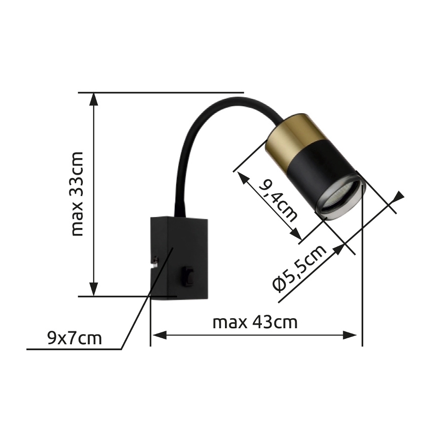 Globo - Foco de pared 1xGU10/25W/230V negro/dorado