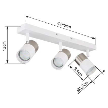 Globo - Foco 3xGU10/25W/230V blanco/cromo mate