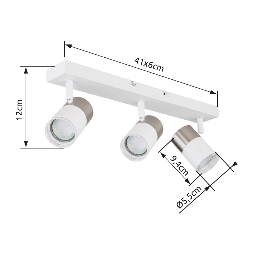Globo - Foco 3xGU10/25W/230V blanco/cromo mate