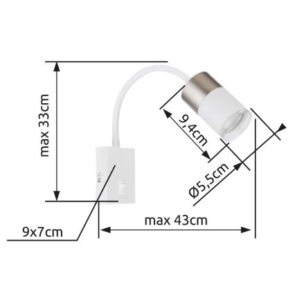 Globo - Foco de pared 1xGU10/25W/230V blanco/cromo mate