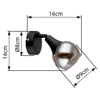 Globo - Foco de pared 1xE14/40W/230V negro