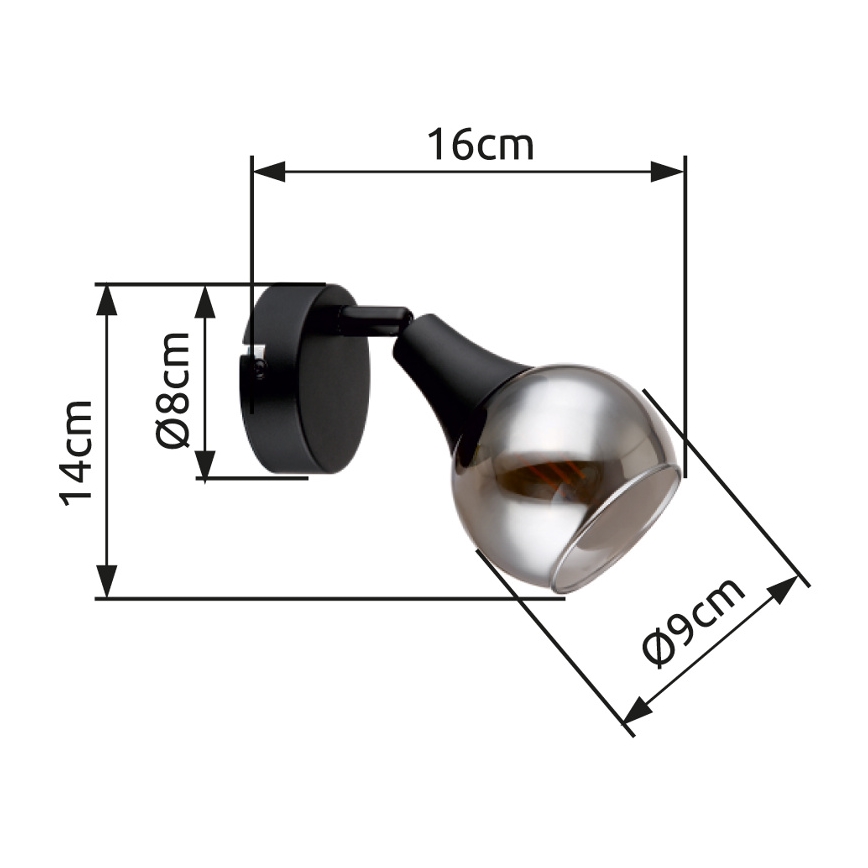 Globo - Foco de pared 1xE14/40W/230V negro