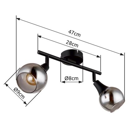 Globo - Foco 2xE14/40W/230V negro