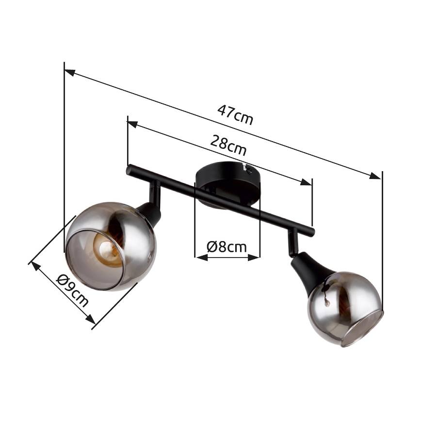 Globo - Foco 2xE14/40W/230V negro