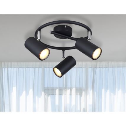 Globo - Foco 3xGU10/25W/230V negro