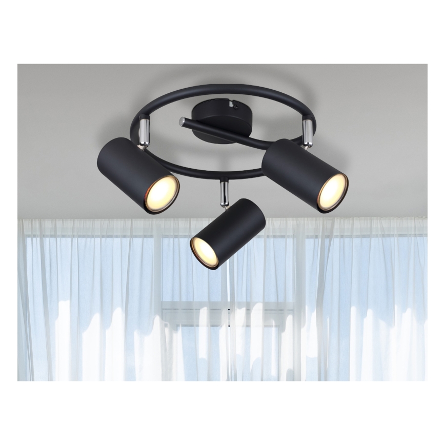 Globo - Foco 3xGU10/25W/230V negro
