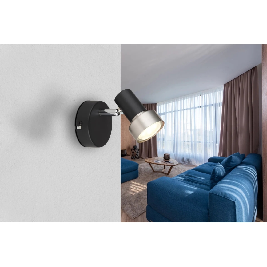 Globo - Foco de pared 1xGU10/25W/230V negro/plata