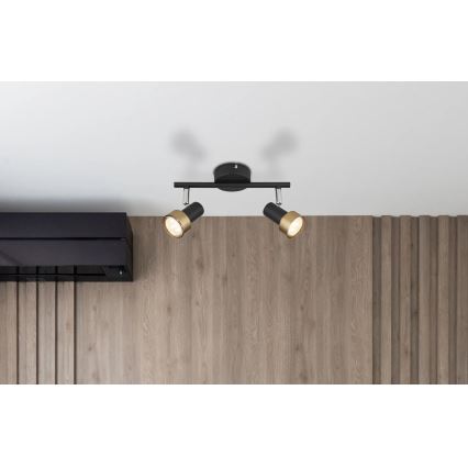 Globo - Foco  2xGU10/25W/230V negro/dorado