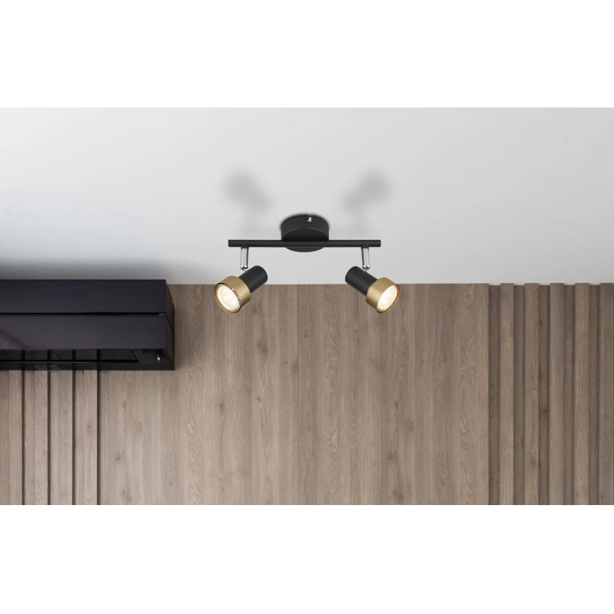 Globo - Foco  2xGU10/25W/230V negro/dorado