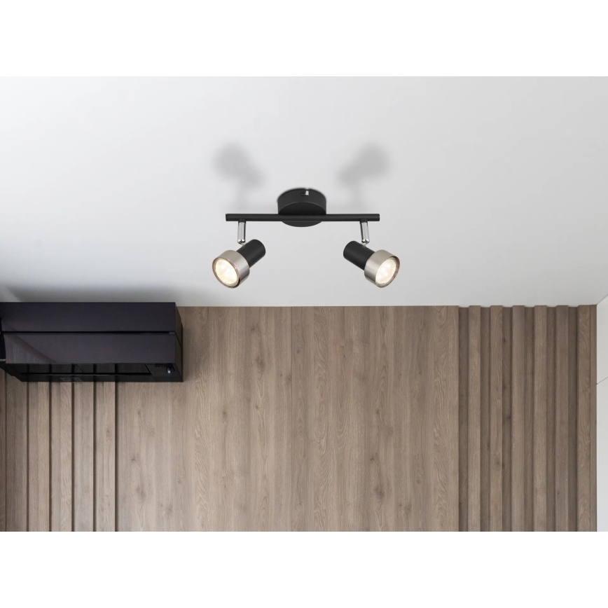 Globo - Foco  2xGU10/25W/230V negro/plata