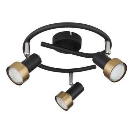 Globo - Foco  3xGU10/25W/230V negro/dorado