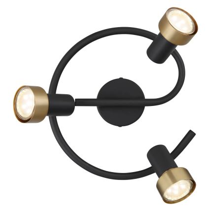 Globo - Foco  3xGU10/25W/230V negro/dorado