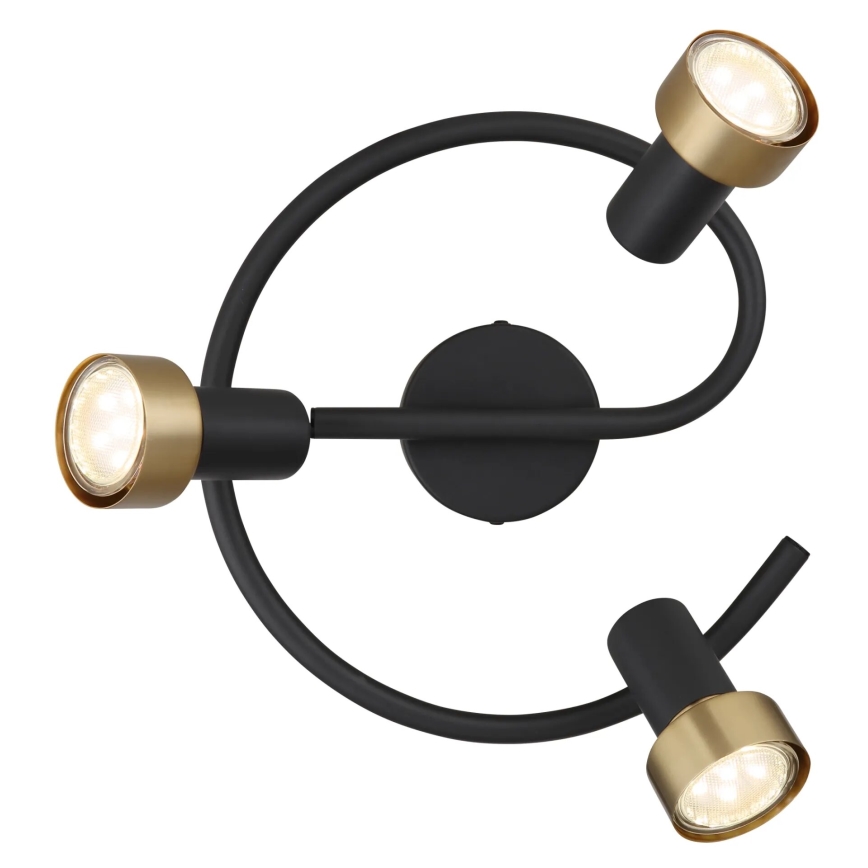 Globo - Foco  3xGU10/25W/230V negro/dorado