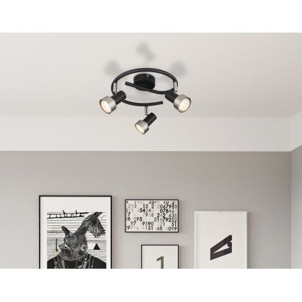 Globo - Foco  3xGU10/25W/230V negro/plata