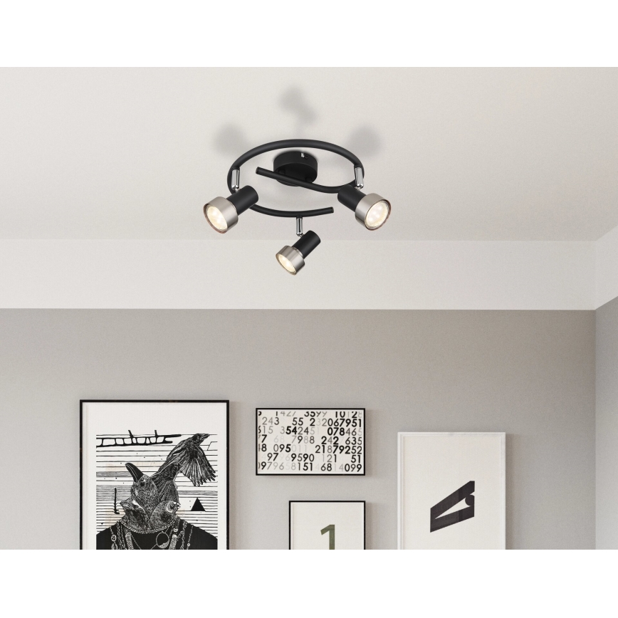 Globo - Foco  3xGU10/25W/230V negro/plata