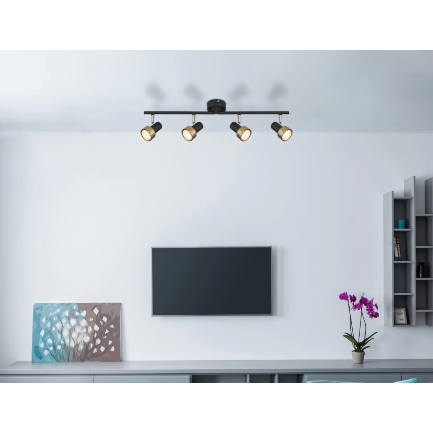 Globo - Foco  4xGU10/25W/230V negro/dorado