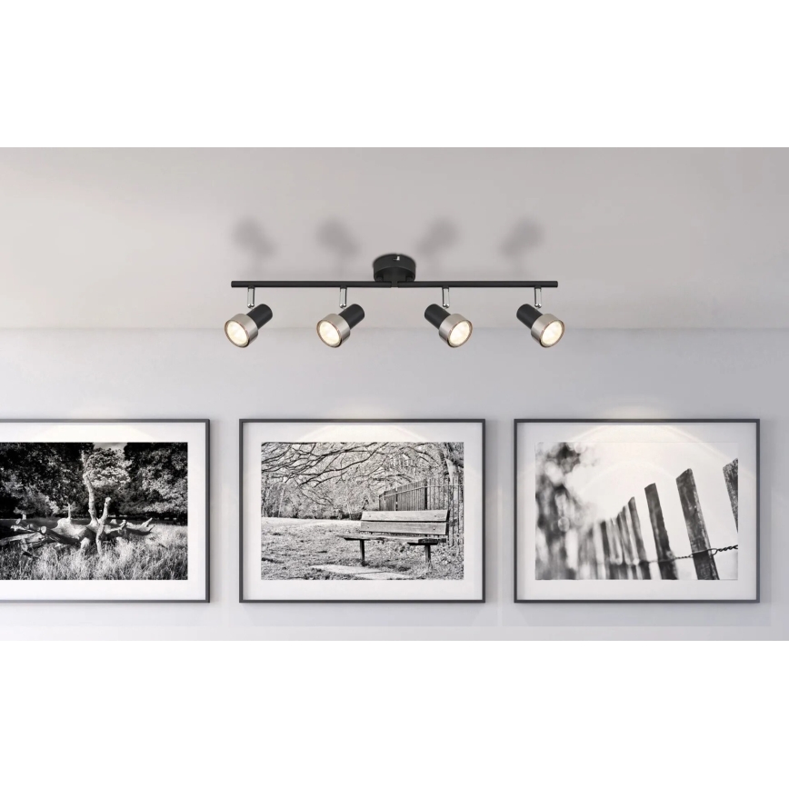 Globo - Foco  4xGU10/25W/230V negro/plata