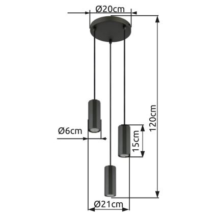 Globo - Lámpara colgante 3xGU10/25W/230V negro
