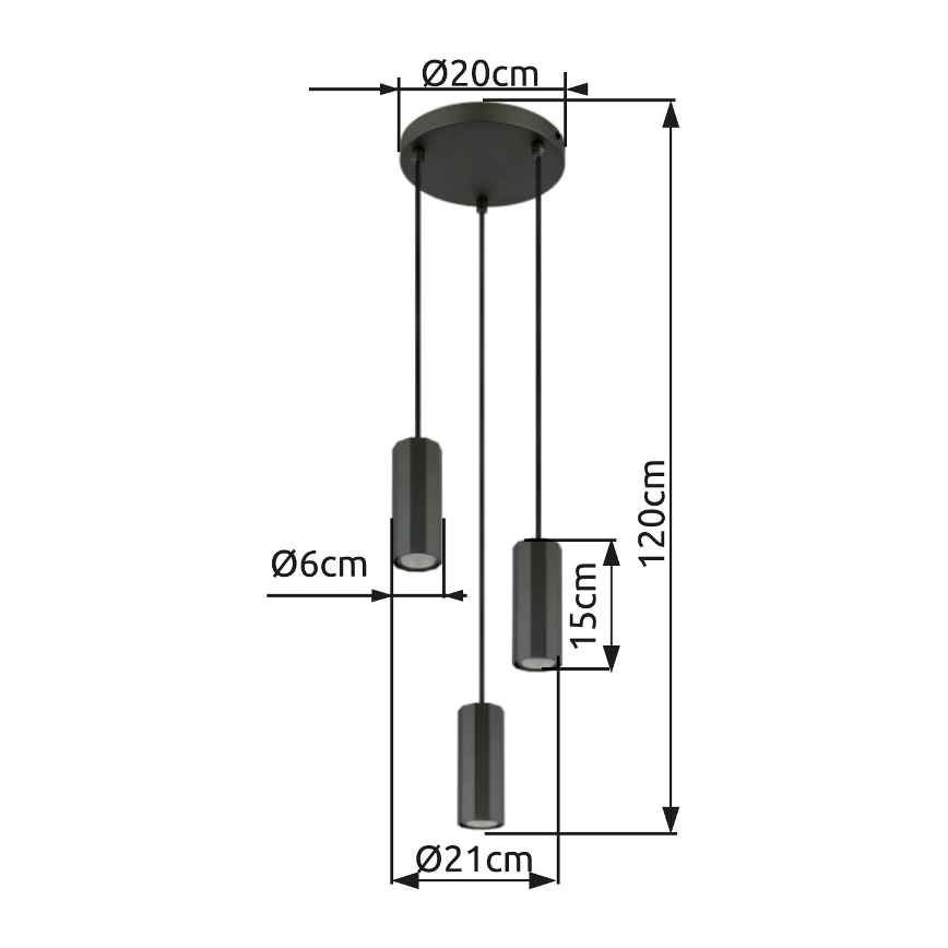 Globo - Lámpara colgante 3xGU10/25W/230V negro