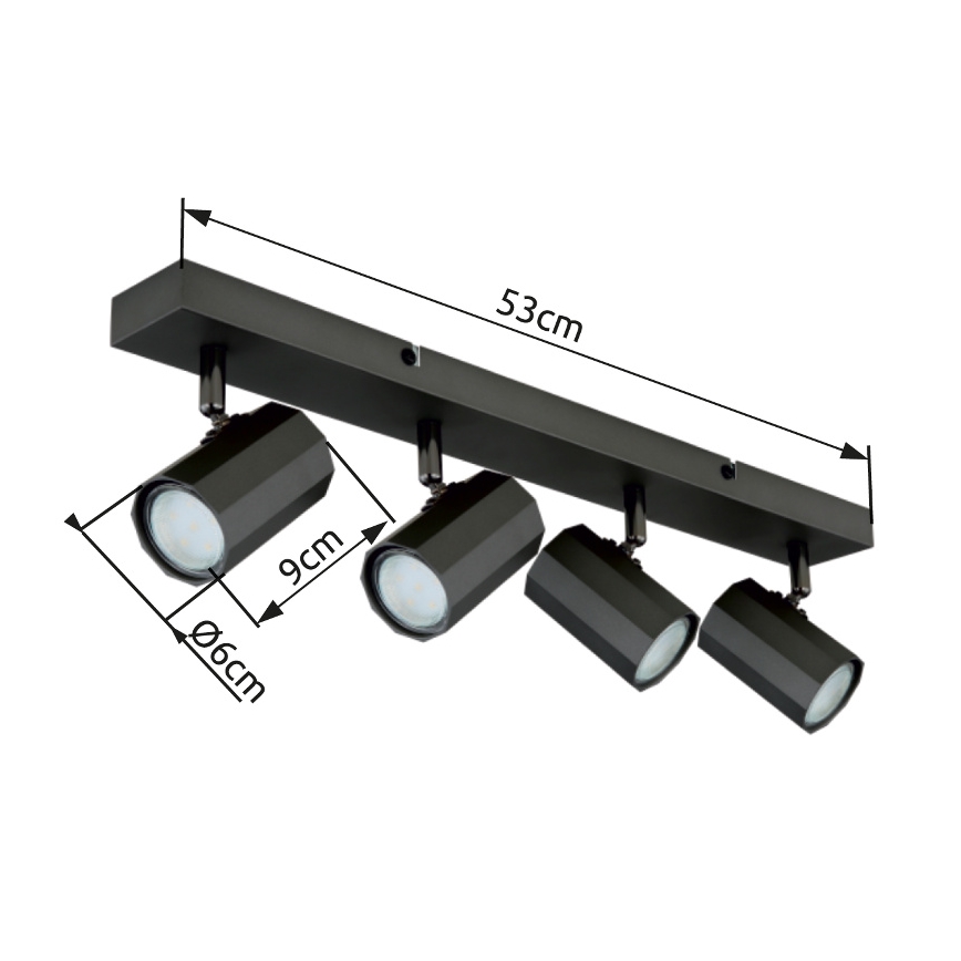Globo - Foco 4xGU10/25W/230V negro