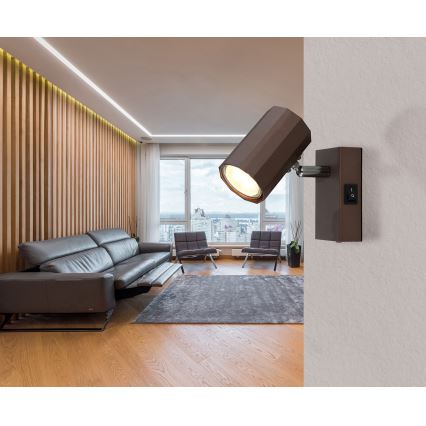 Globo - Foco de pared 1xGU10/25W/230V marrón