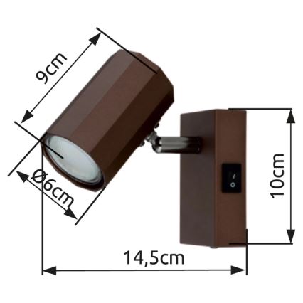 Globo - Foco de pared 1xGU10/25W/230V marrón