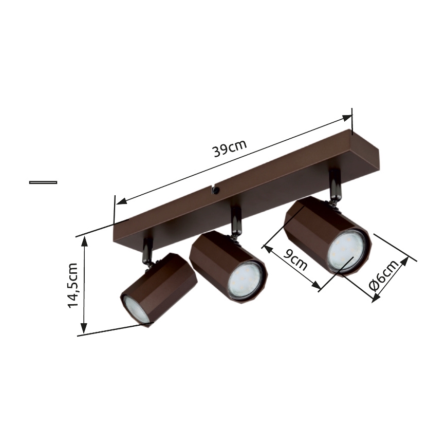 Globo - Foco 3xGU10/25W/230V marrón