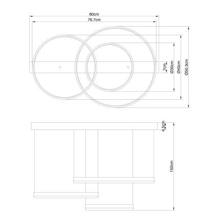 Globo - Lámpara de araña LED regulable en cadena LED/55W/230V 2700-6500K + mando a distancia