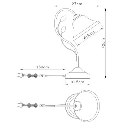 Globo 69007-1T - Lámpara de mesa POSETS 1xE27/60W/230V