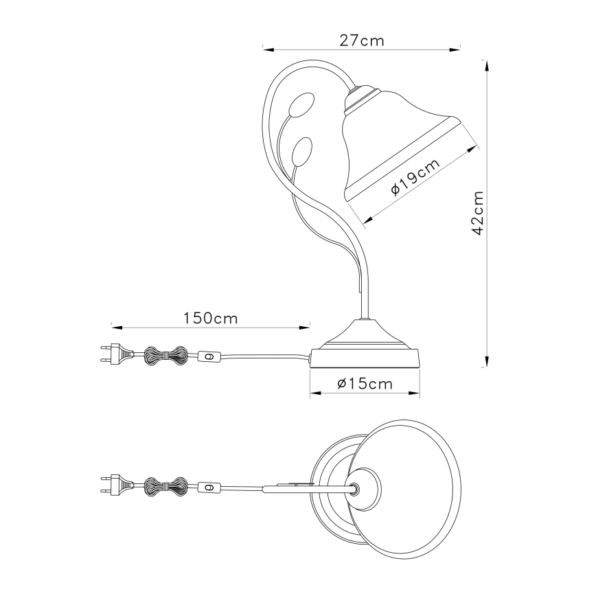 Globo 69007-1T - Lámpara de mesa POSETS 1xE27/60W/230V